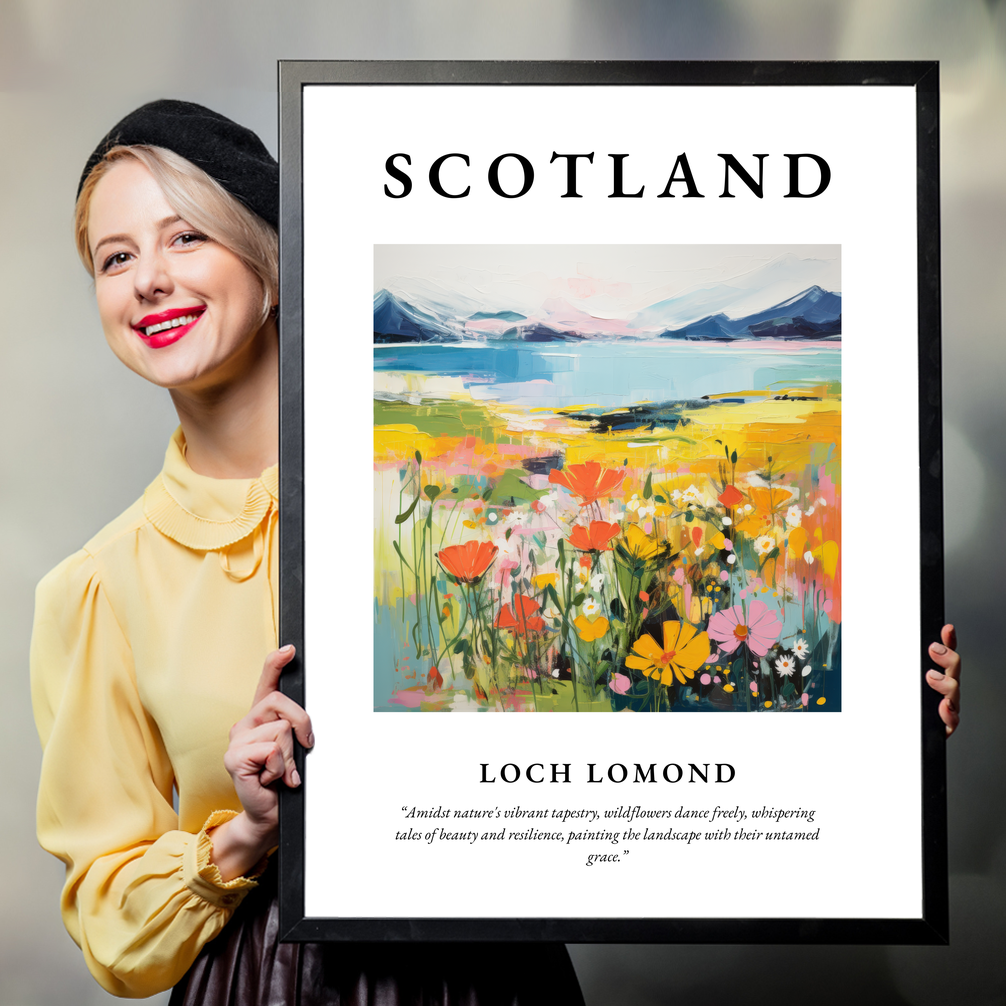 Person holding a poster of Loch Lomond