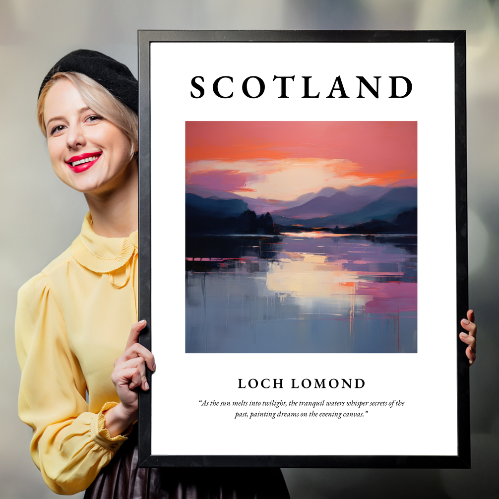 Person holding a poster of Loch Lomond