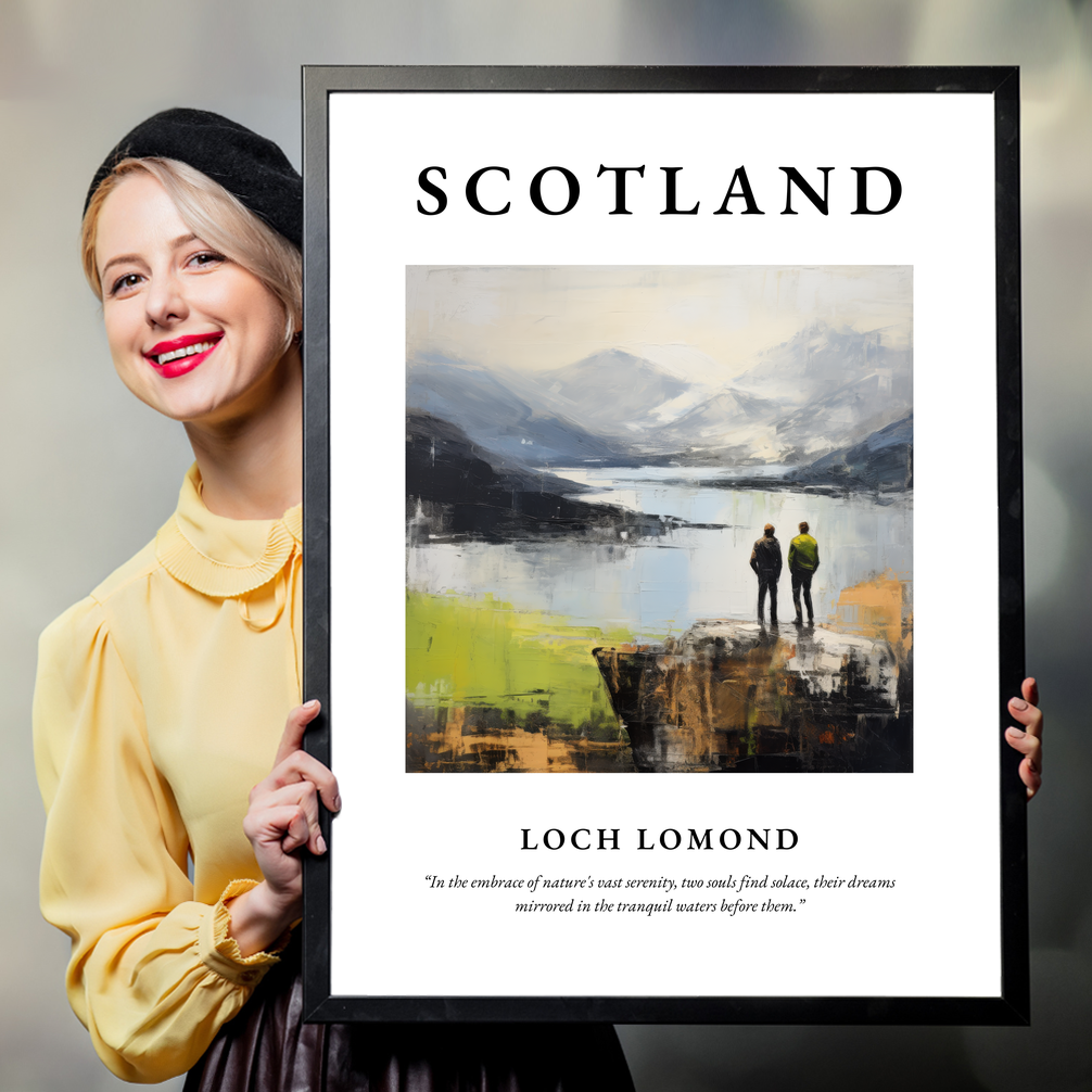 Person holding a poster of Loch Lomond