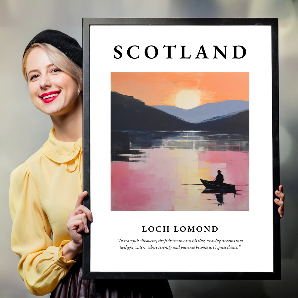 Person holding a poster of Loch Lomond