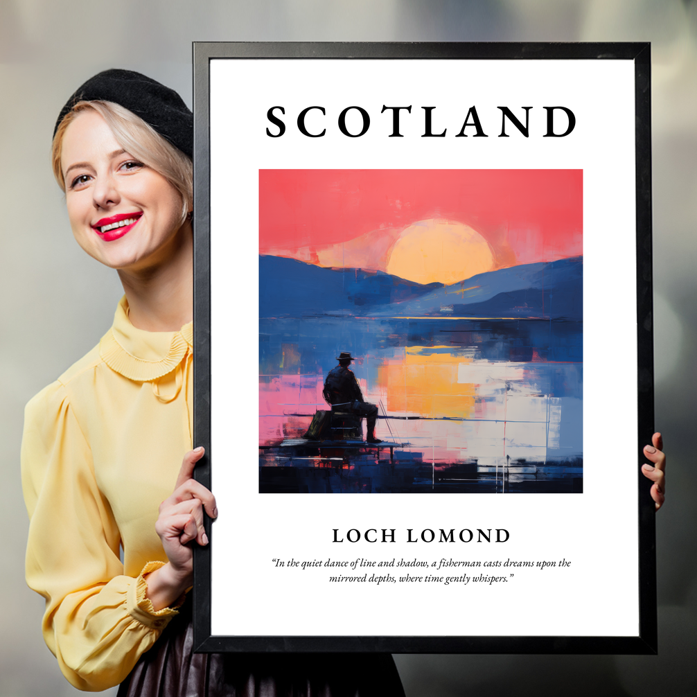 Person holding a poster of Loch Lomond