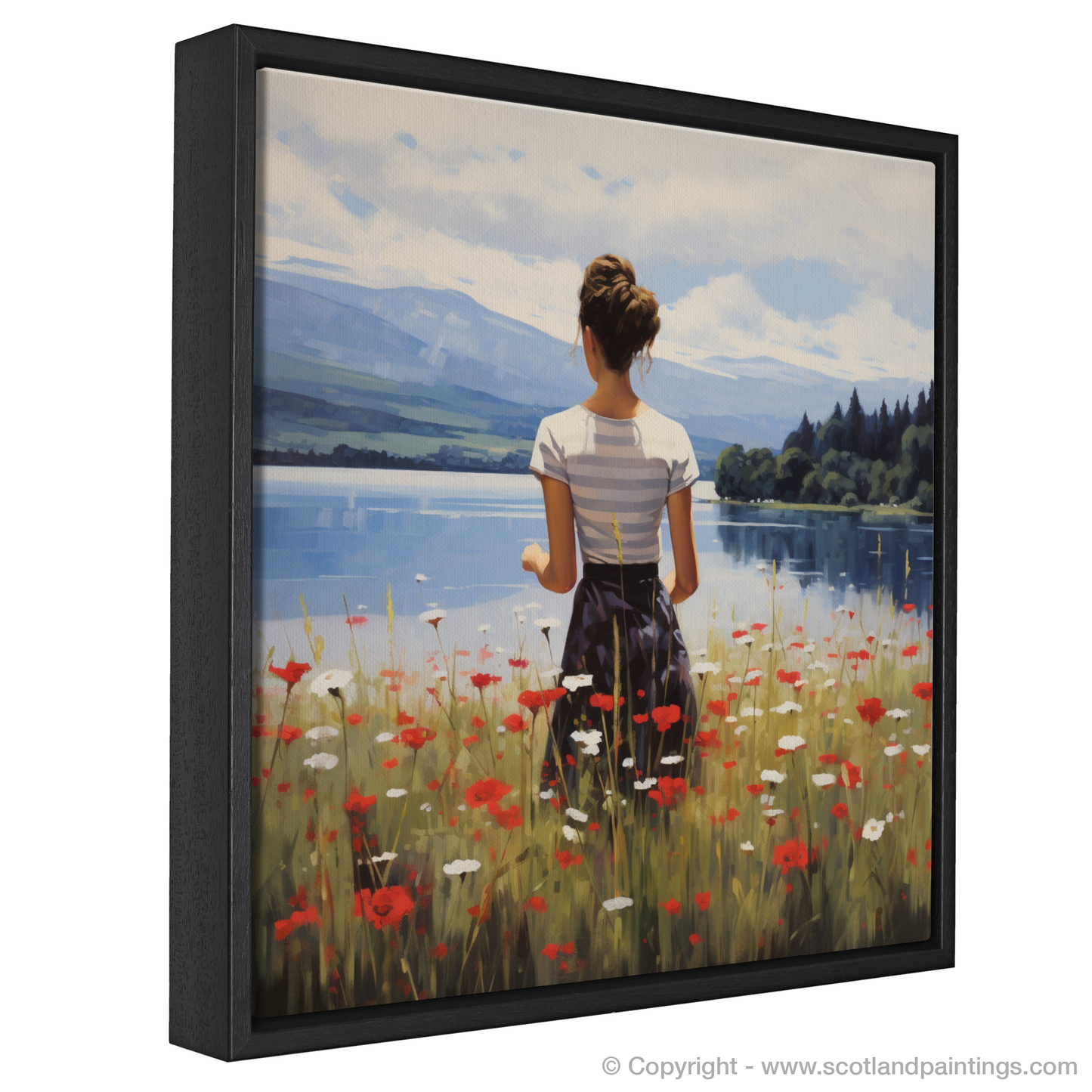 Painting and Art Print of Wildflowers by Loch Lomond entitled "Wildflowers by Loch Lomond: A Serene Encounter".