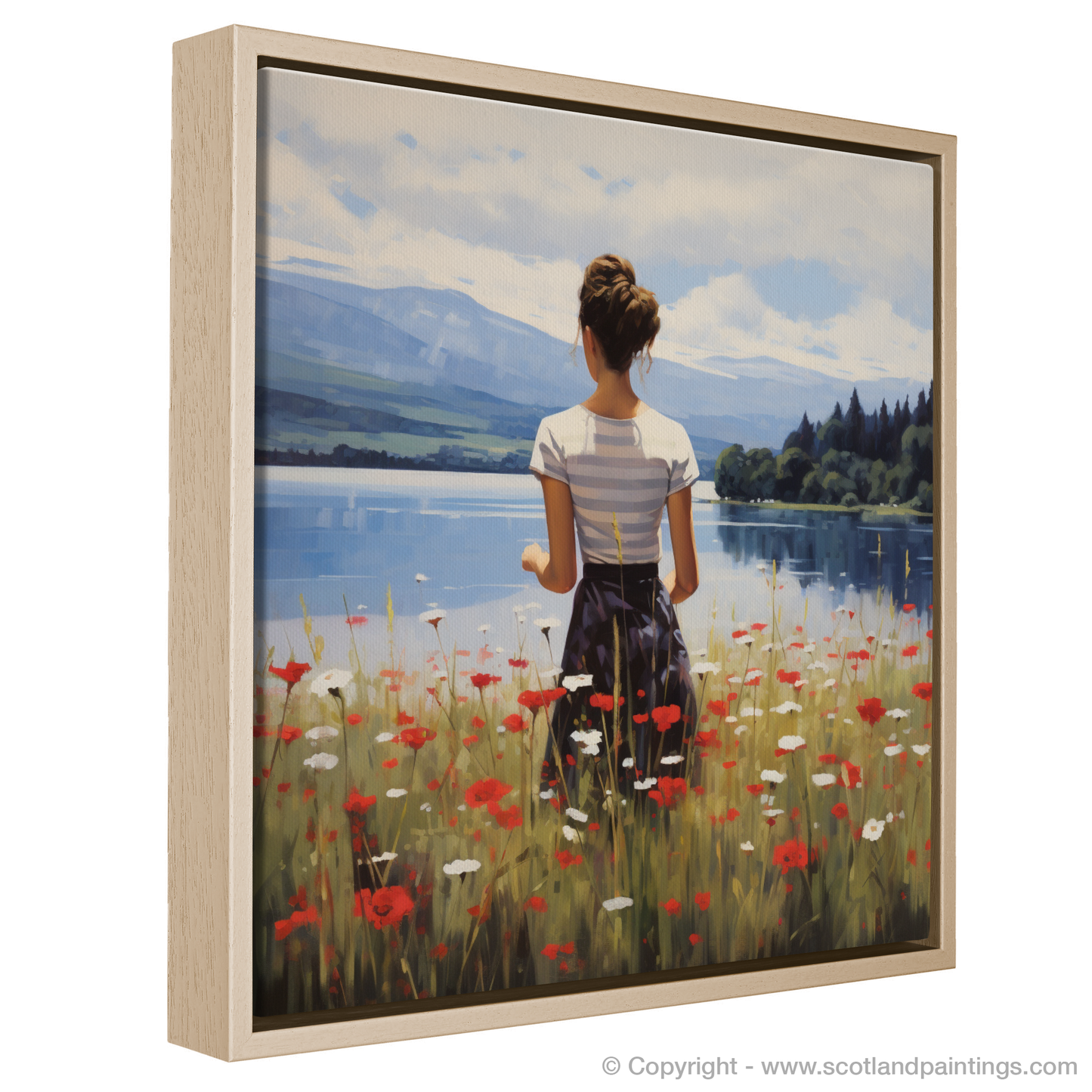Painting and Art Print of Wildflowers by Loch Lomond entitled "Wildflowers by Loch Lomond: A Serene Encounter".