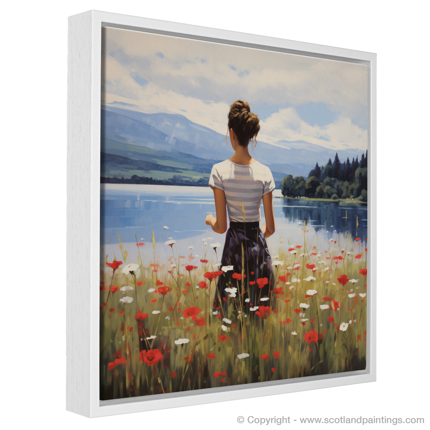 Painting and Art Print of Wildflowers by Loch Lomond entitled "Wildflowers by Loch Lomond: A Serene Encounter".