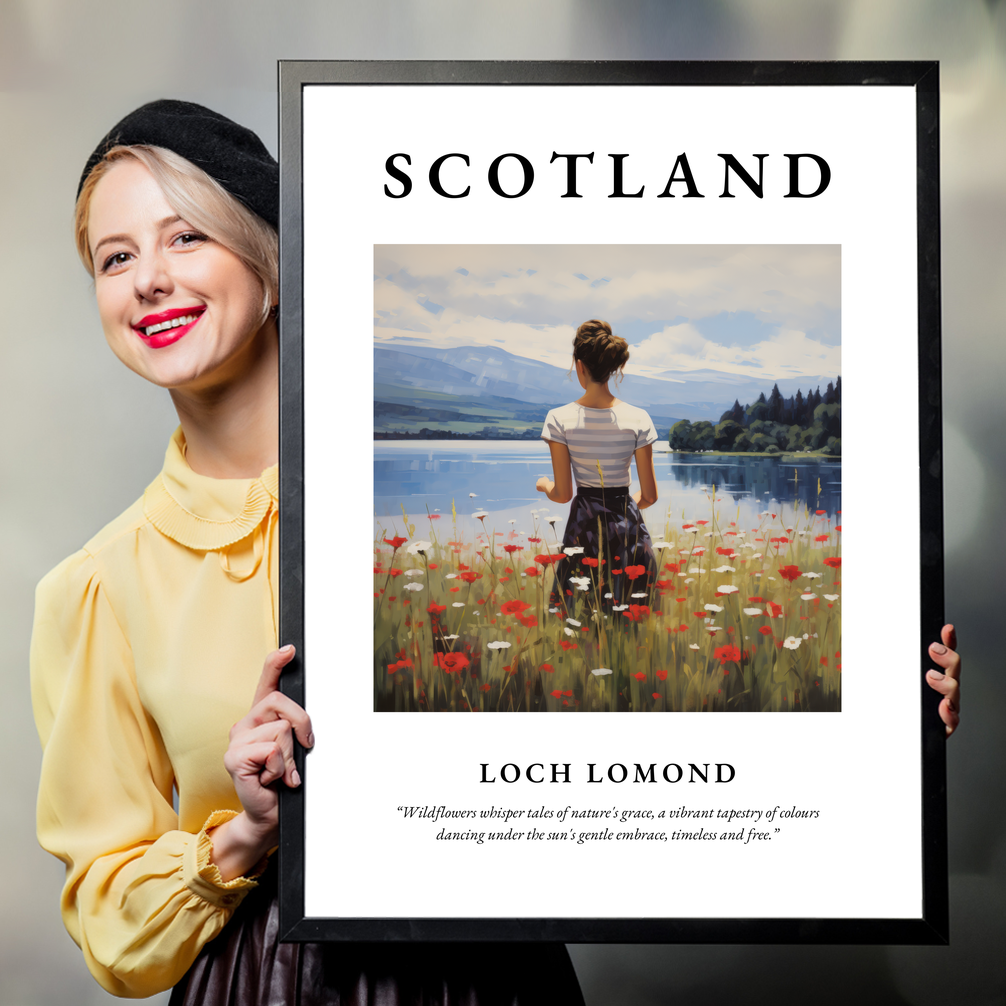 Person holding a poster of Loch Lomond