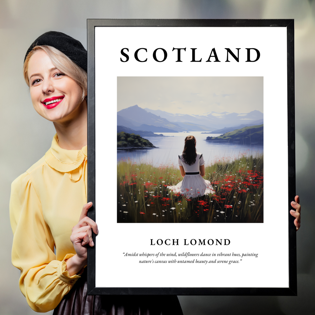 Person holding a poster of Loch Lomond