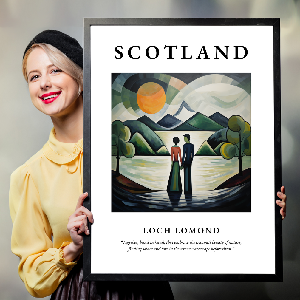 Person holding a poster of Loch Lomond