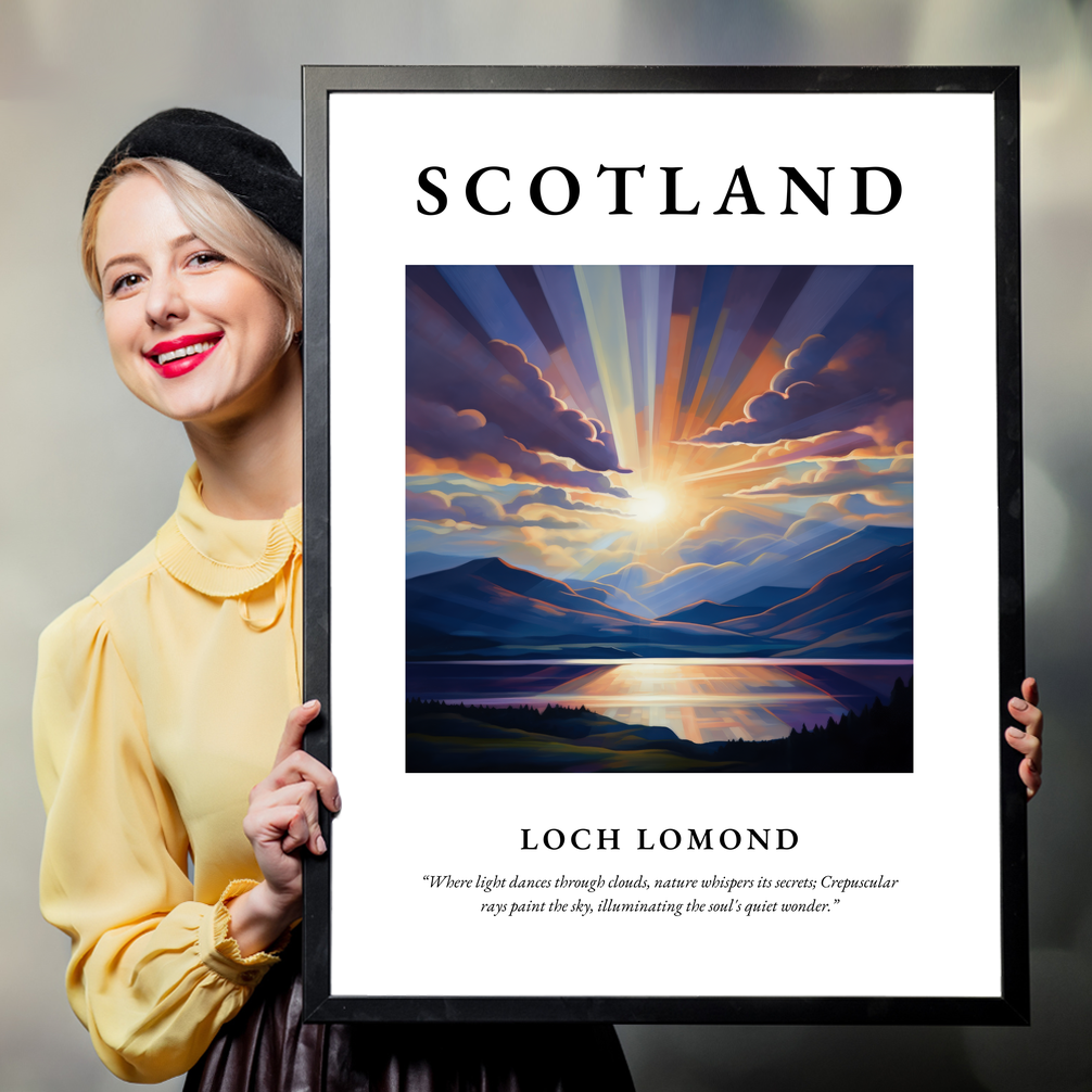 Person holding a poster of Loch Lomond