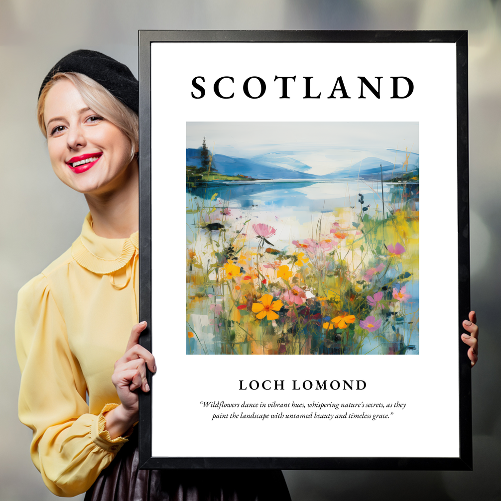 Person holding a poster of Loch Lomond