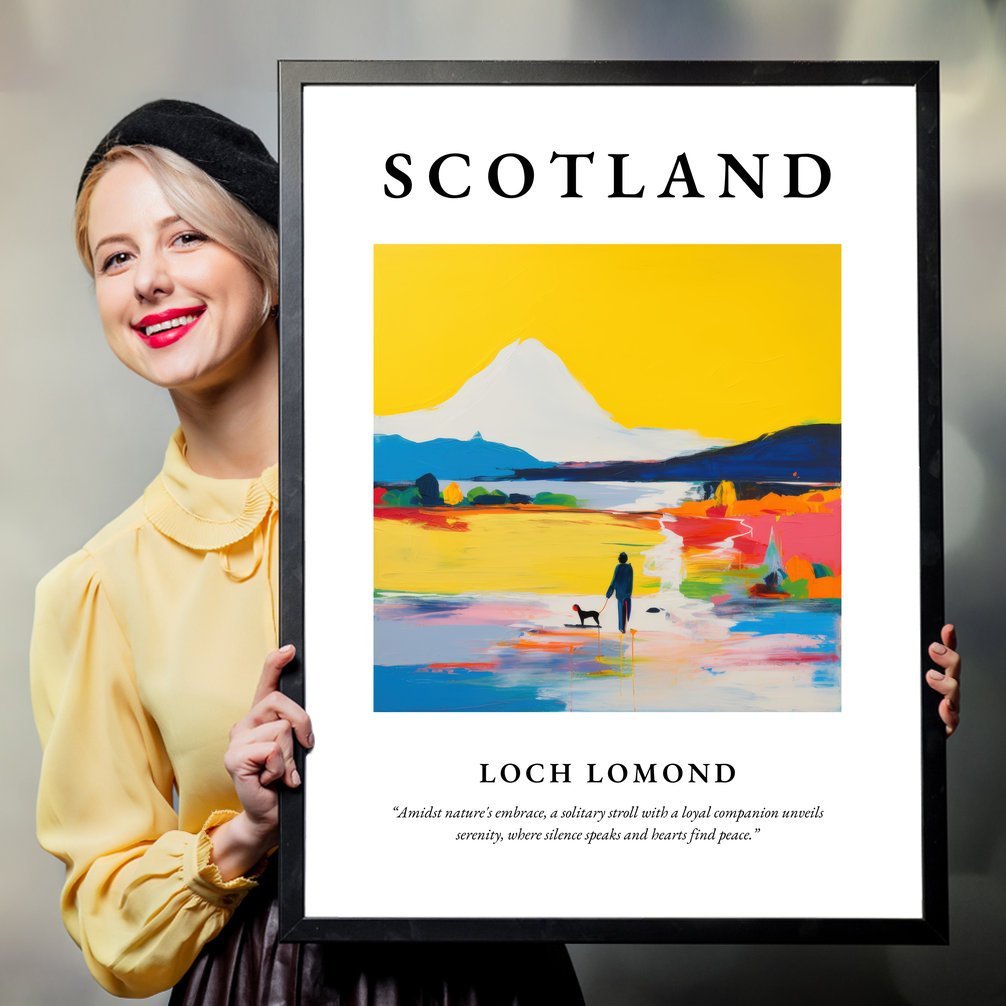 Person holding a poster of Loch Lomond