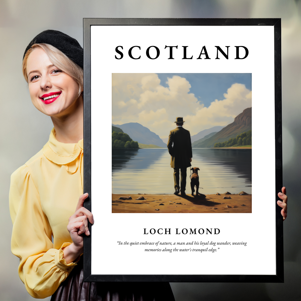 Person holding a poster of Loch Lomond