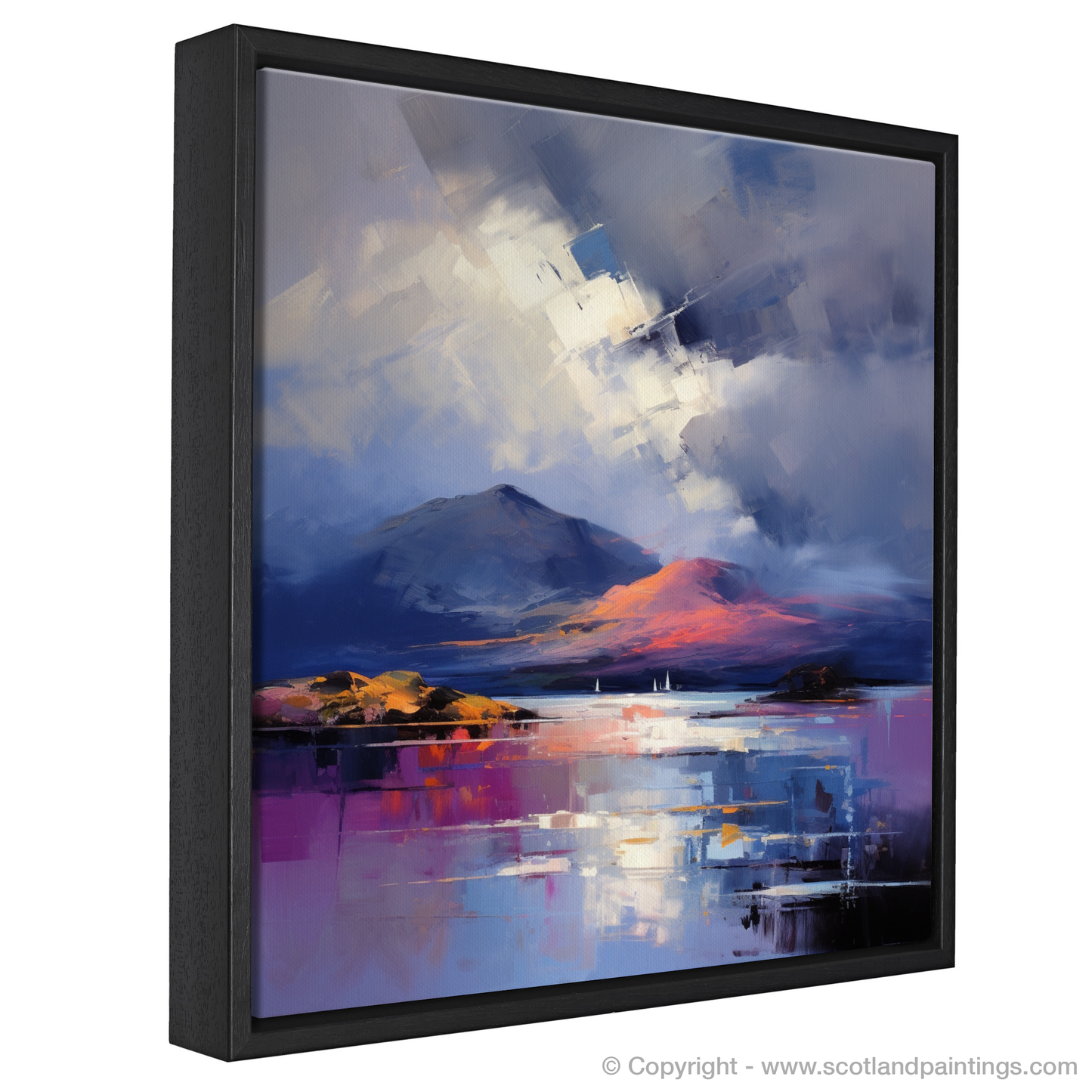 Painting and Art Print of Storm clouds above Loch Lomond. Storm's Embrace at Loch Lomond.