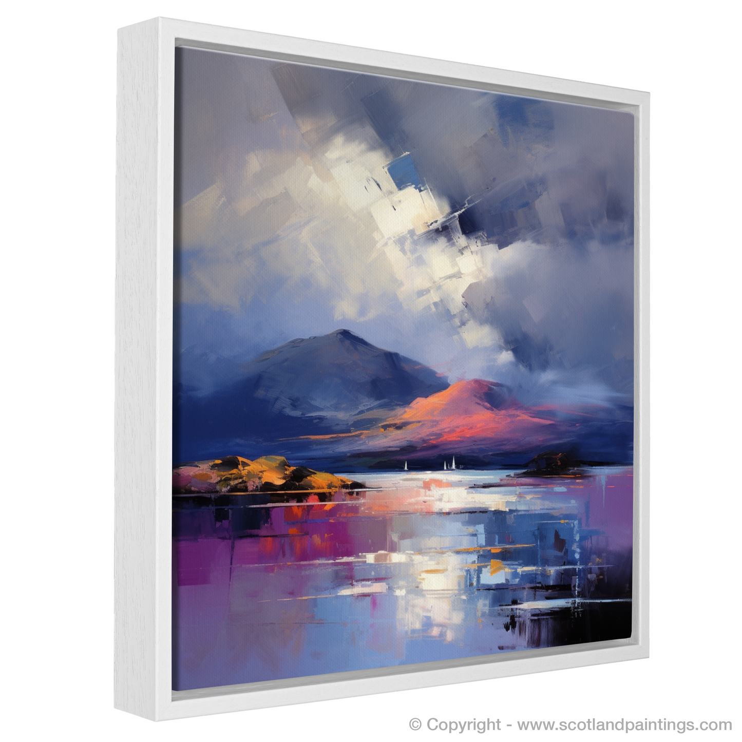 Painting and Art Print of Storm clouds above Loch Lomond. Storm's Embrace at Loch Lomond.