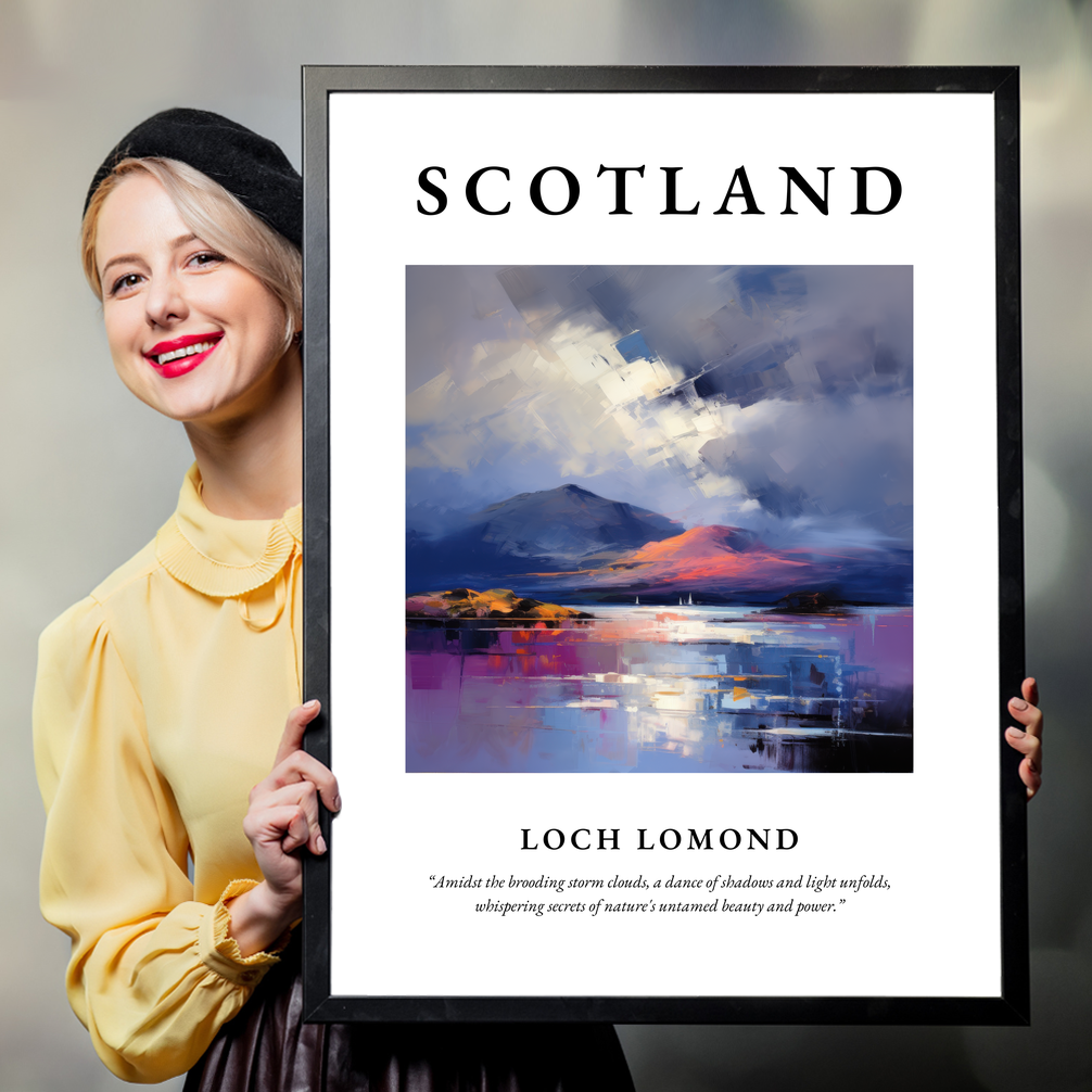 Person holding a poster of Loch Lomond