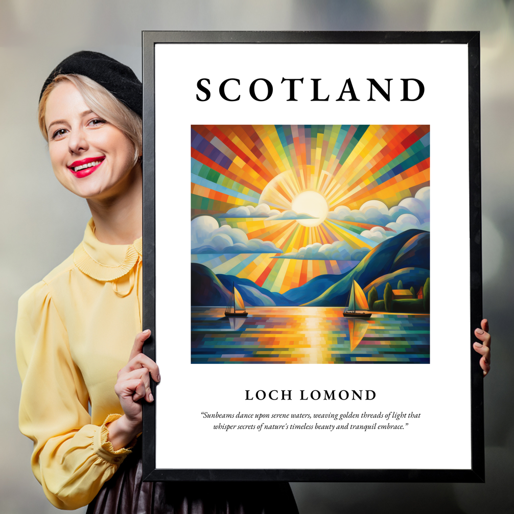 Person holding a poster of Loch Lomond