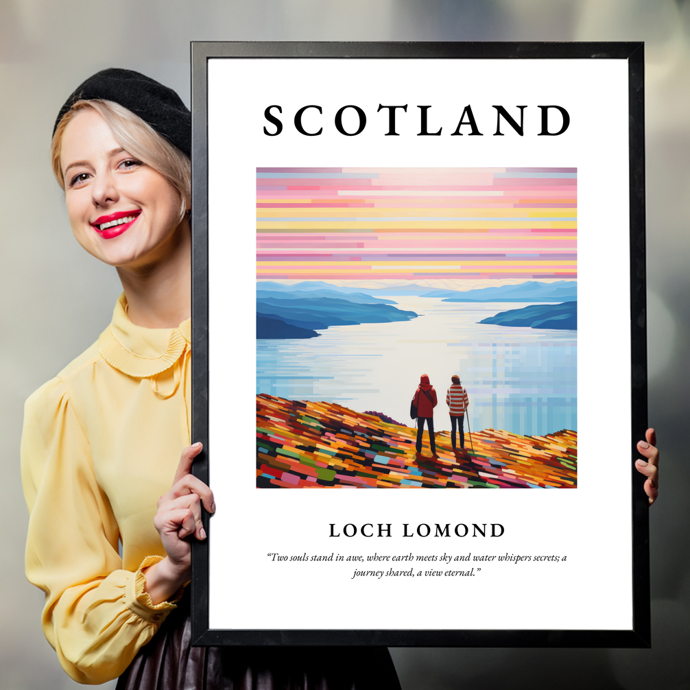 Person holding a poster of Loch Lomond