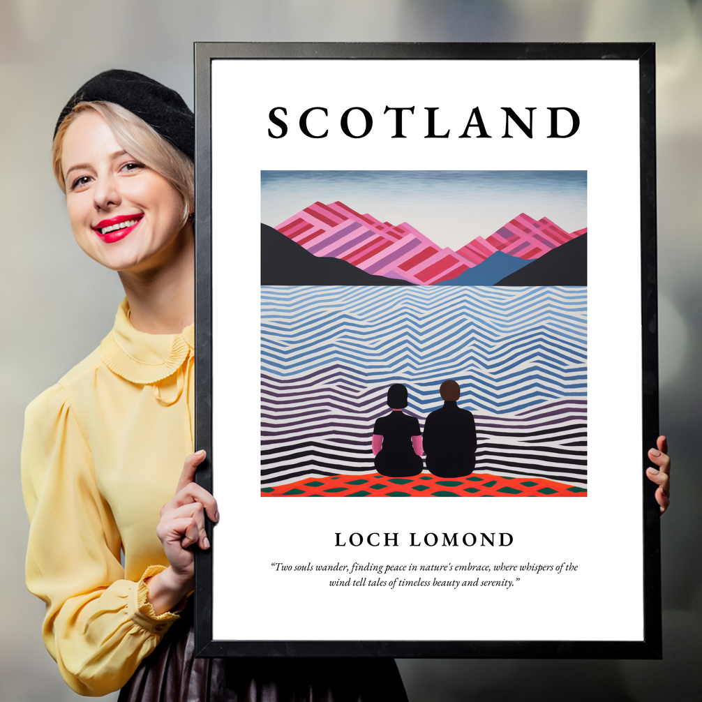 Person holding a poster of Loch Lomond