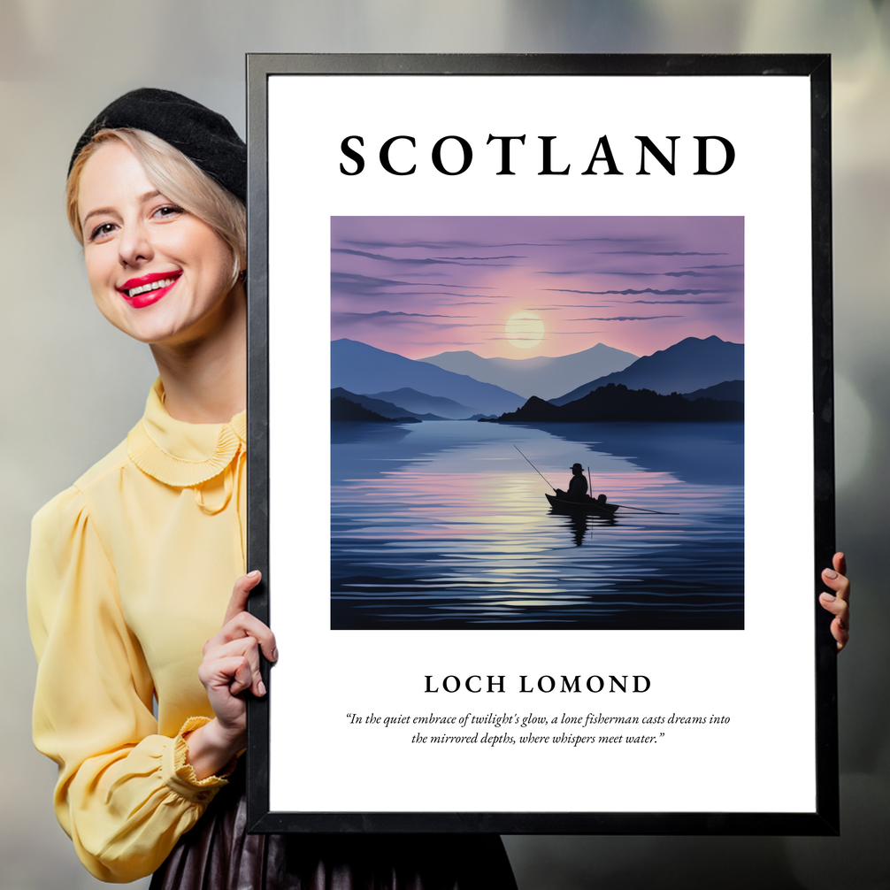 Person holding a poster of Loch Lomond