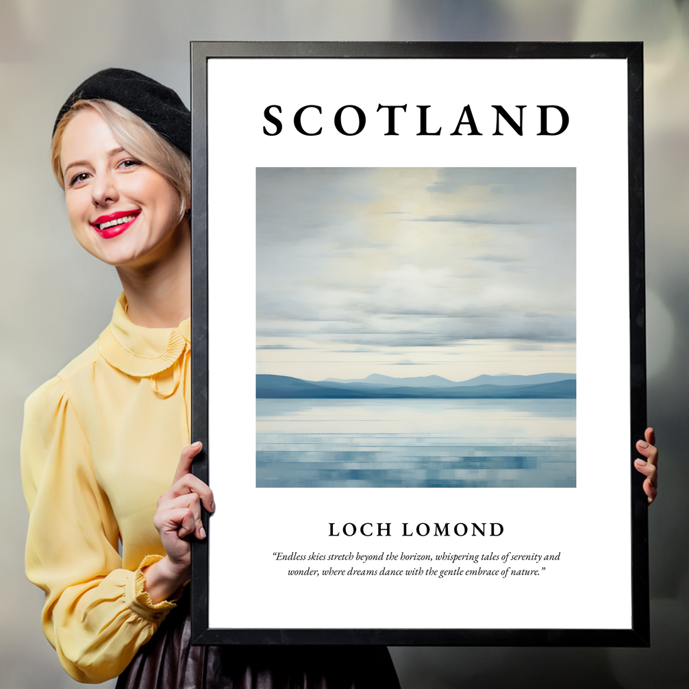 Person holding a poster of Loch Lomond