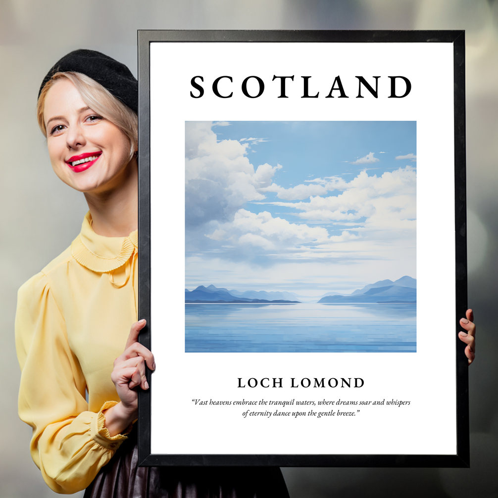 Person holding a poster of Loch Lomond