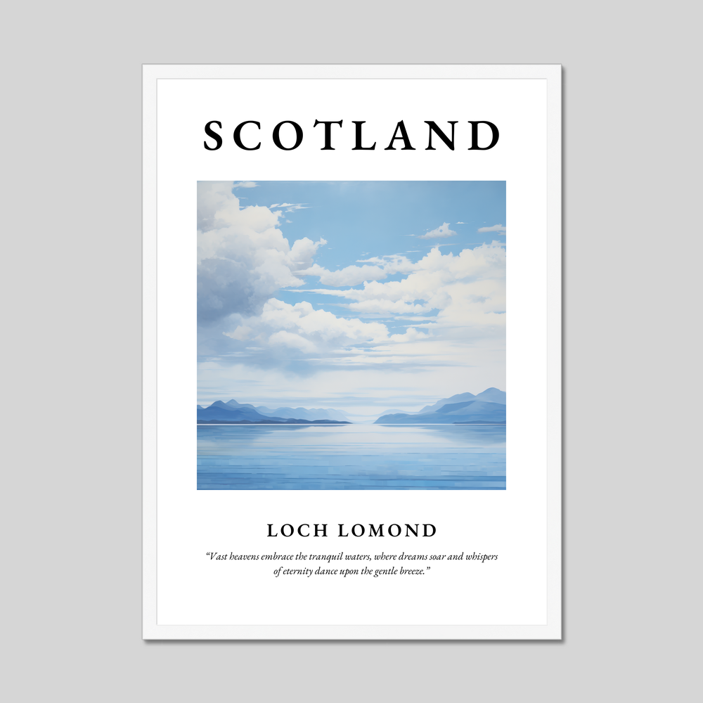 Poster in a white frame with the word Scotland