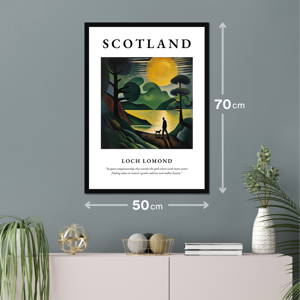 Poster of Loch Lomond hanging on a wall