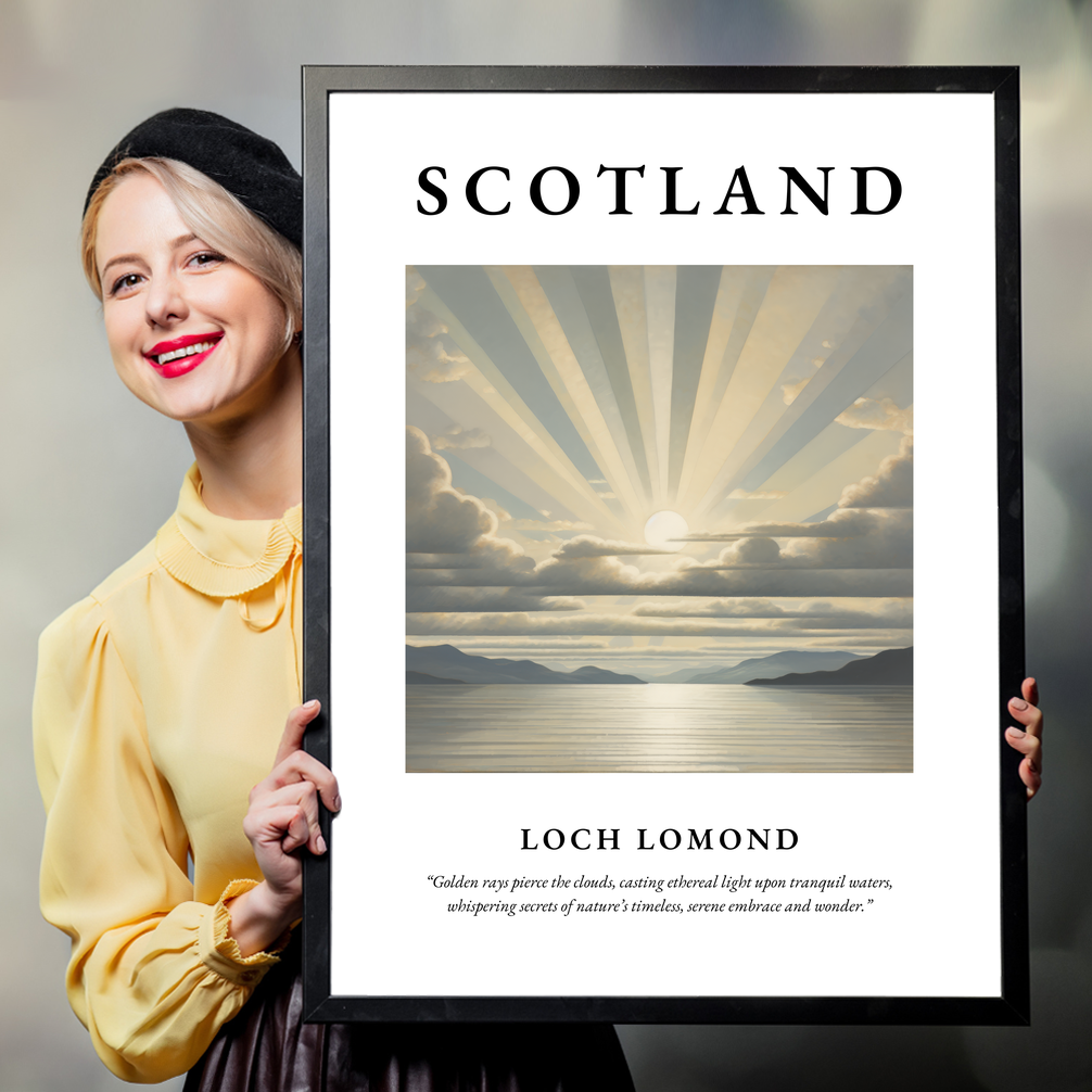 Person holding a poster of Loch Lomond