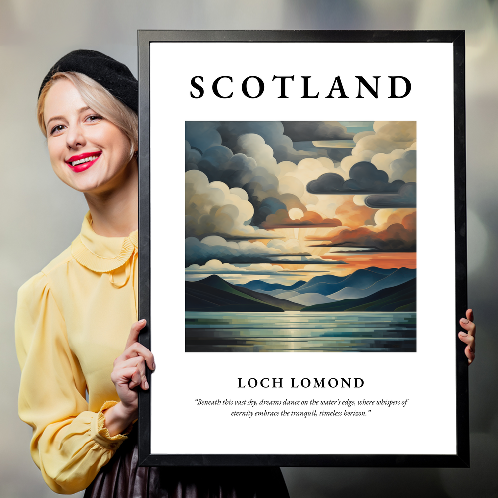 Person holding a poster of Loch Lomond