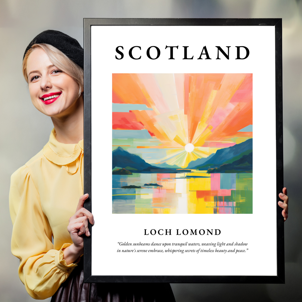 Person holding a poster of Loch Lomond