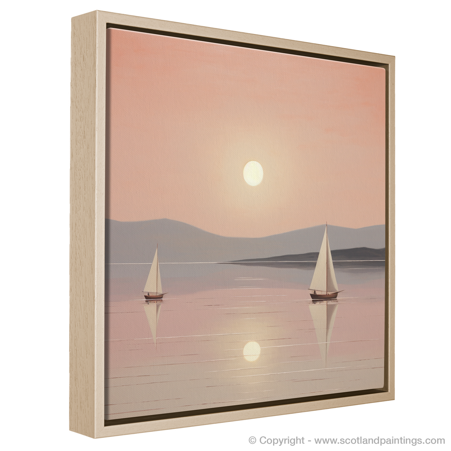 Painting and Art Print of Sailing boats on Loch Lomond at sunset entitled "Sailing into Serenity: Sunset on Loch Lomond".