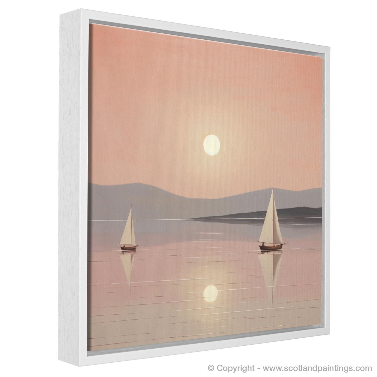 Painting and Art Print of Sailing boats on Loch Lomond at sunset entitled "Sailing into Serenity: Sunset on Loch Lomond".