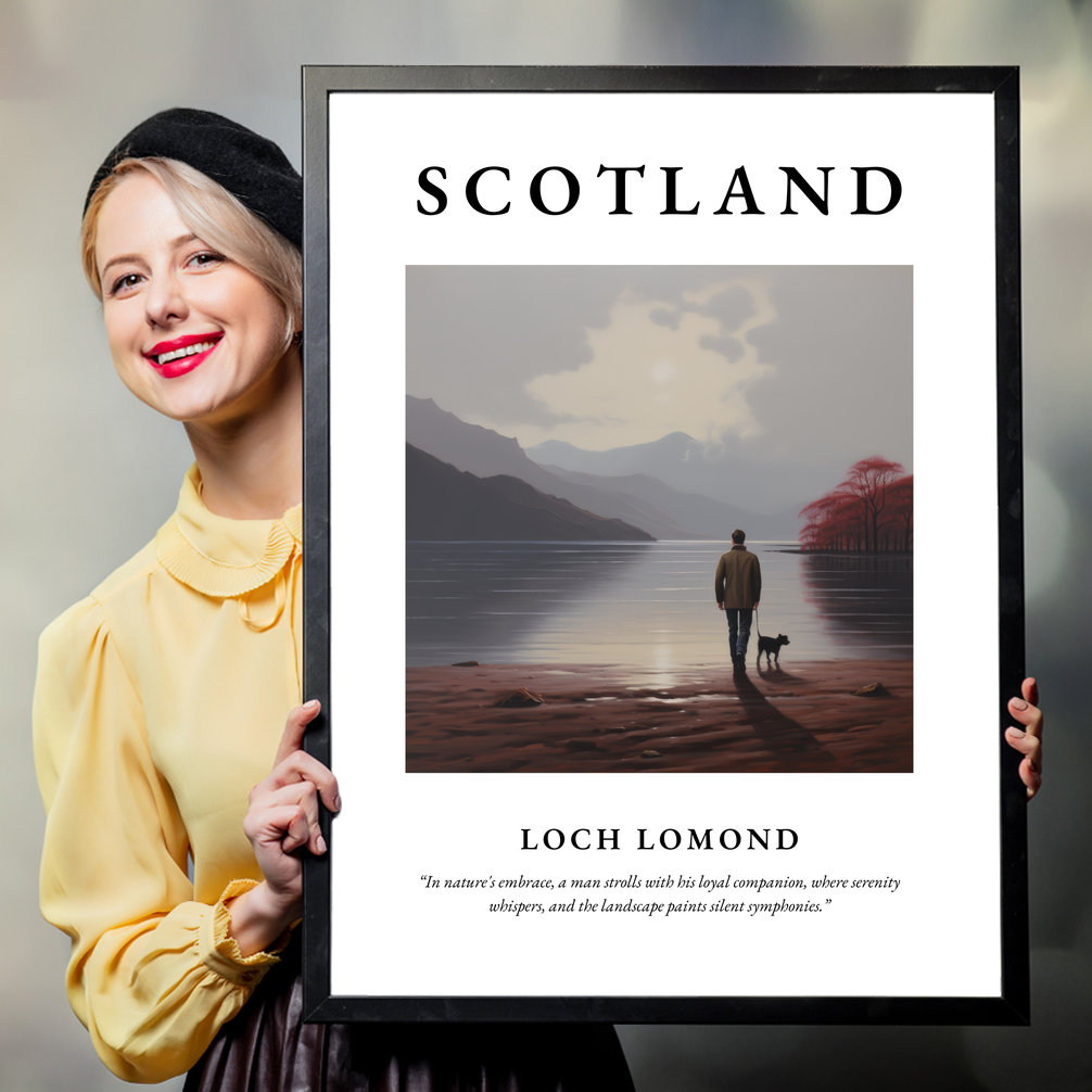 Person holding a poster of Loch Lomond