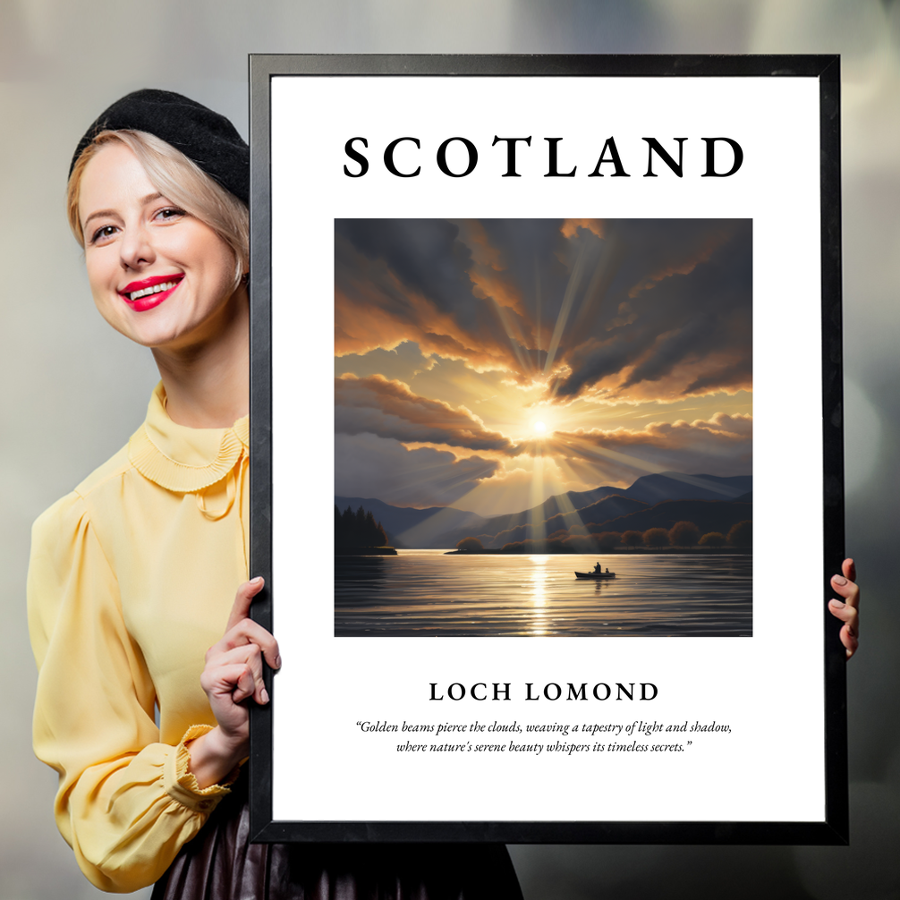 Person holding a poster of Loch Lomond