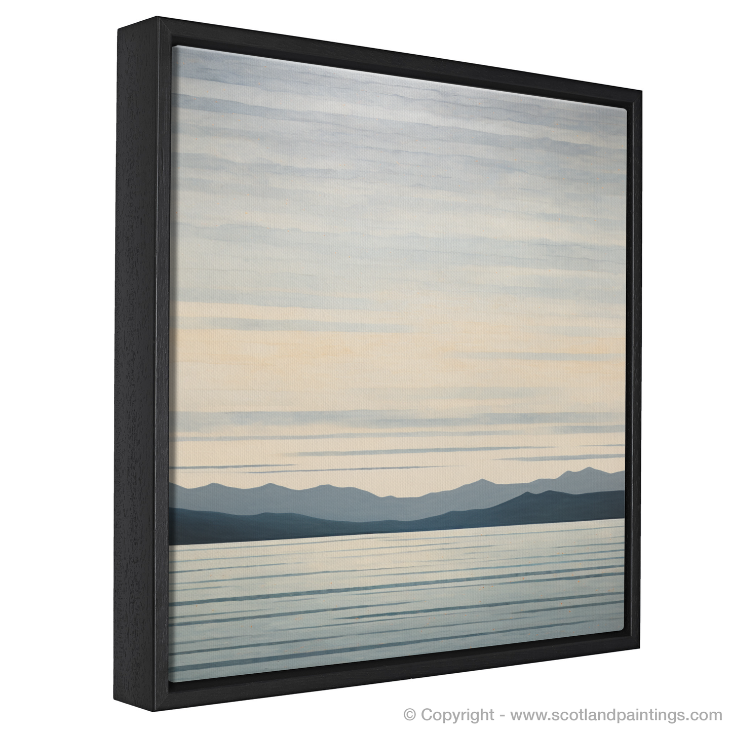 Painting and Art Print of A huge sky above Loch Lomond entitled "Serenity of Loch Lomond: A Minimalist Homage".