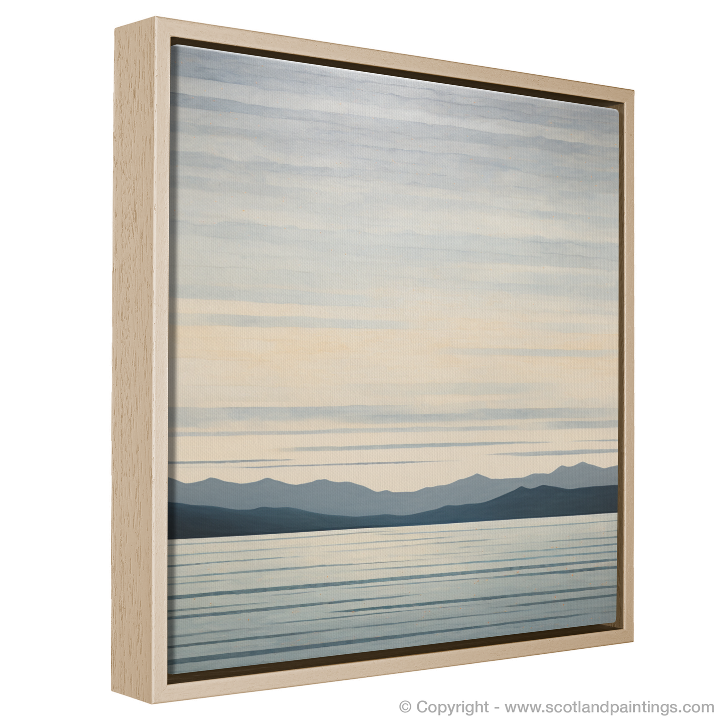 Painting and Art Print of A huge sky above Loch Lomond entitled "Serenity of Loch Lomond: A Minimalist Homage".