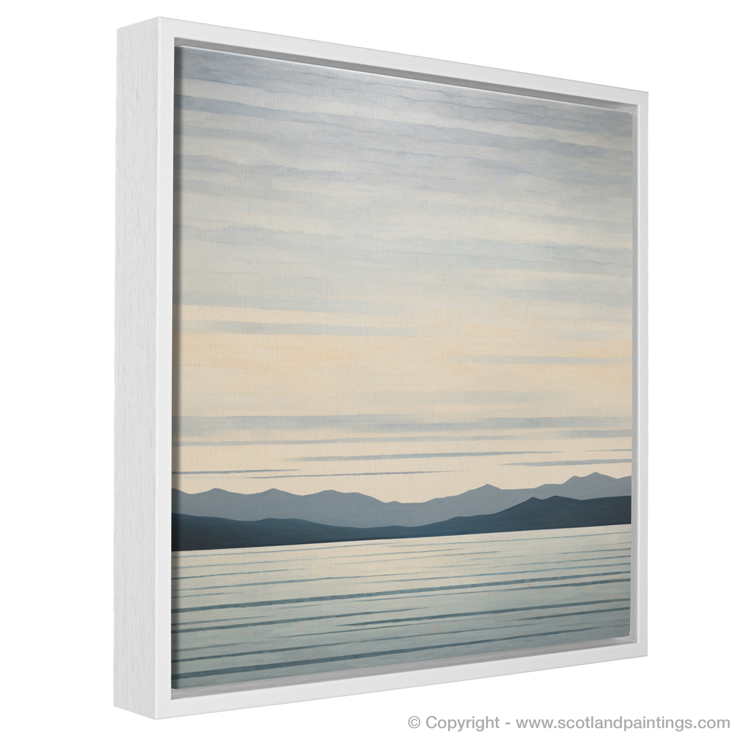 Painting and Art Print of A huge sky above Loch Lomond entitled "Serenity of Loch Lomond: A Minimalist Homage".