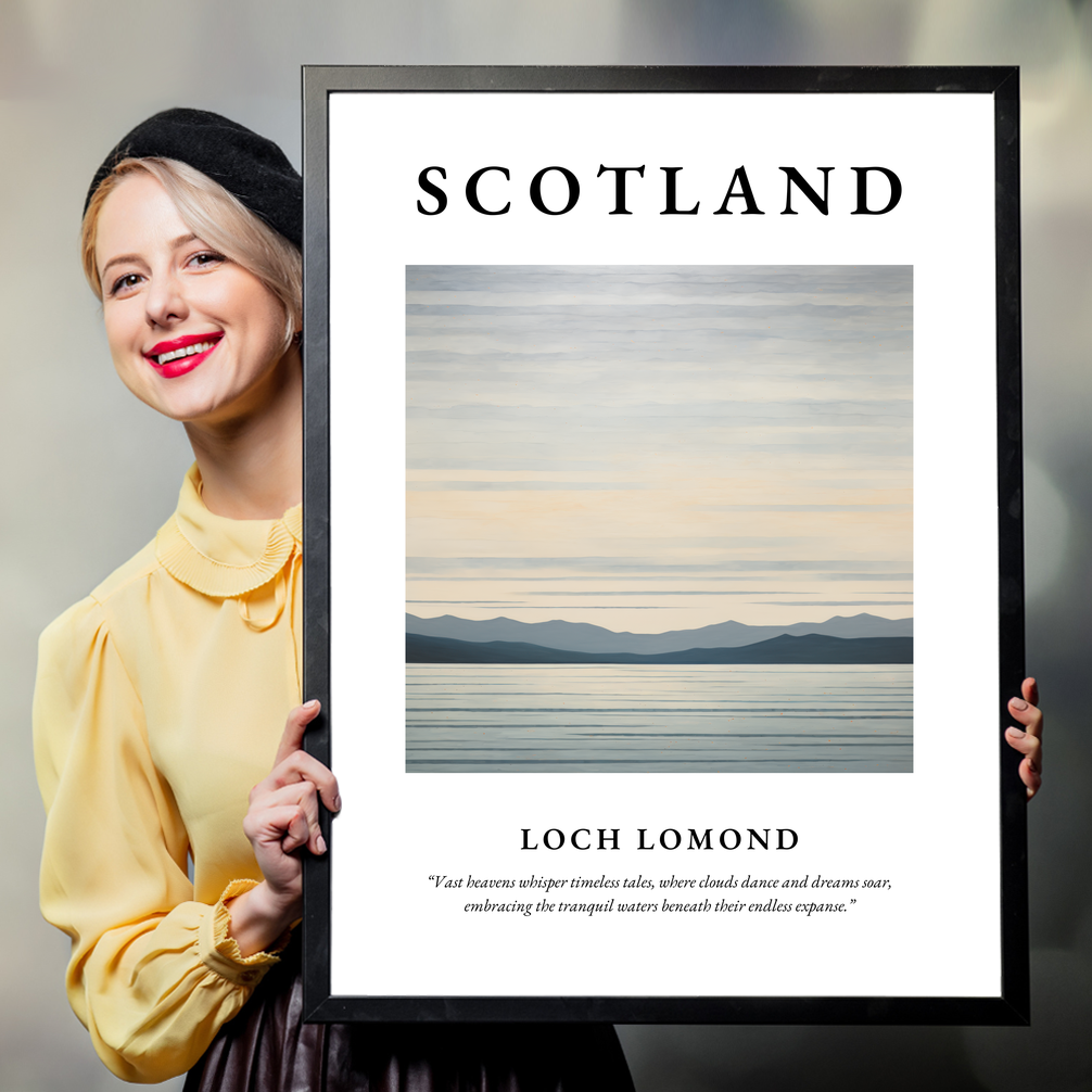 Person holding a poster of Loch Lomond