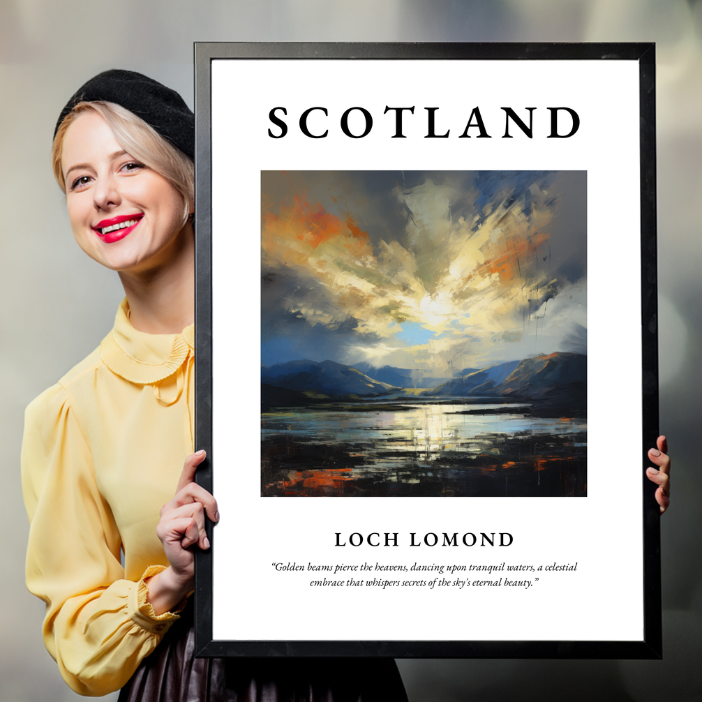 Person holding a poster of Loch Lomond