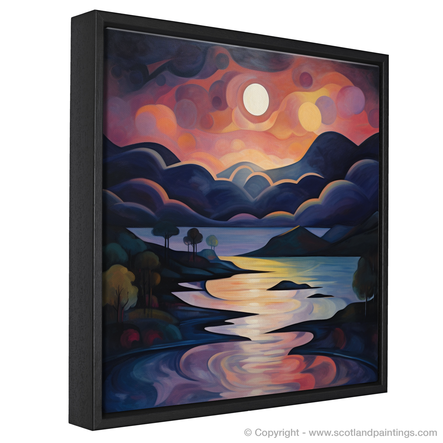 Painting and Art Print of Twilight reflections on Loch Lomond entitled "Twilight Dreamscape of Loch Lomond".