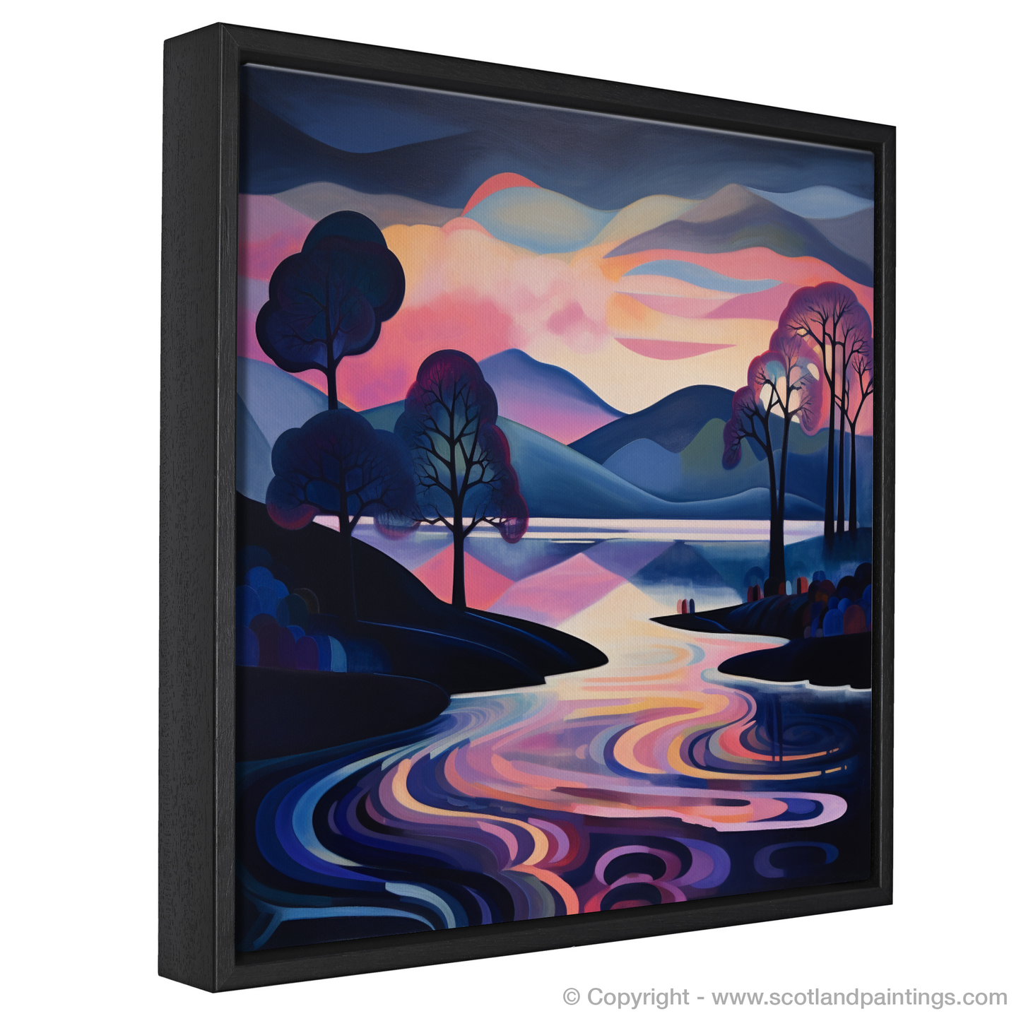 Painting and Art Print of Twilight reflections on Loch Lomond entitled "Twilight Symphony: Reflections on Loch Lomond".