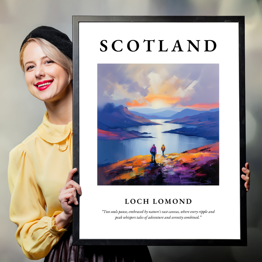 Person holding a poster of Loch Lomond