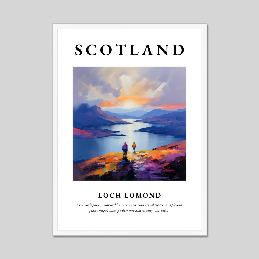 Poster in a white frame with the word Scotland