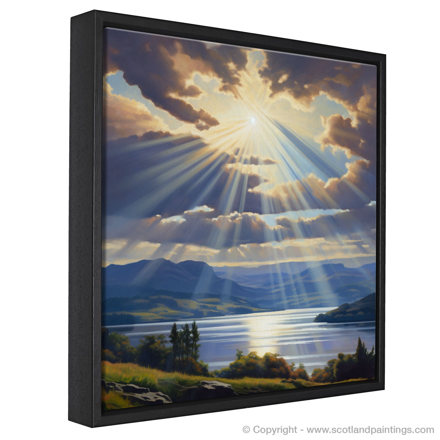 Painting and Art Print of Crepuscular rays above Loch Lomond entitled "Crepuscular Majesty over Loch Lomond".