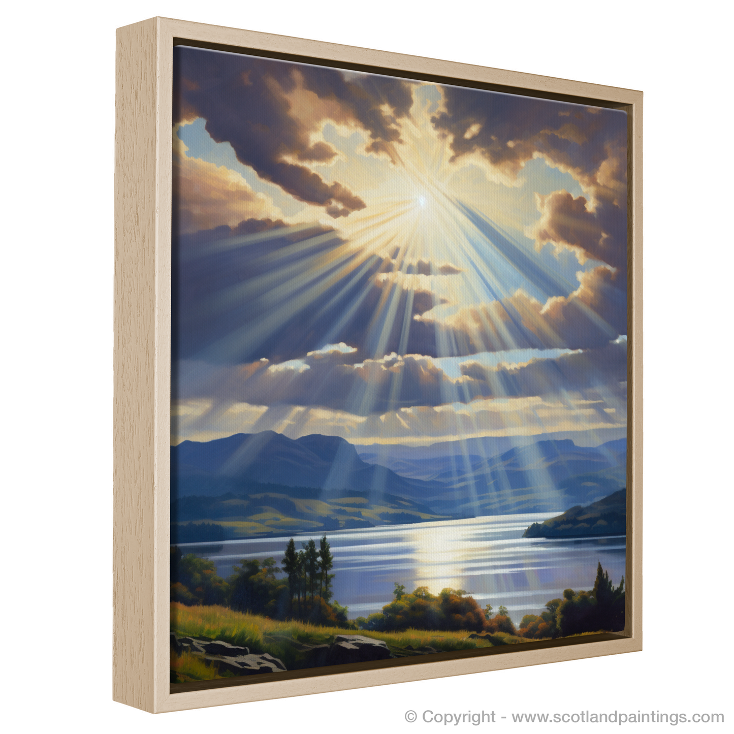 Painting and Art Print of Crepuscular rays above Loch Lomond entitled "Crepuscular Majesty over Loch Lomond".