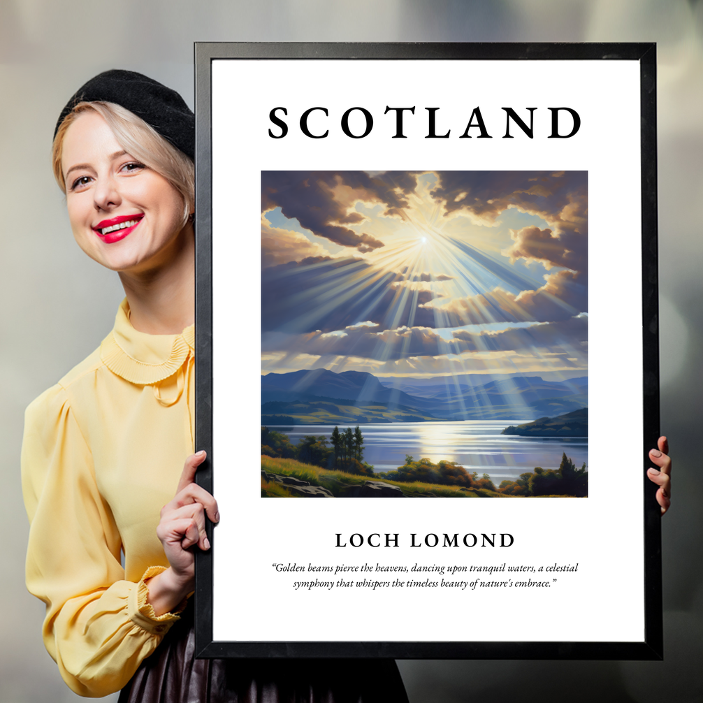 Person holding a poster of Loch Lomond