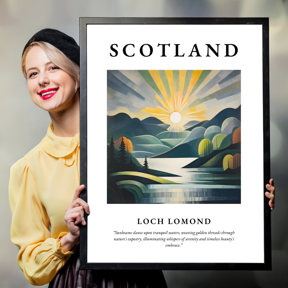 Person holding a poster of Loch Lomond