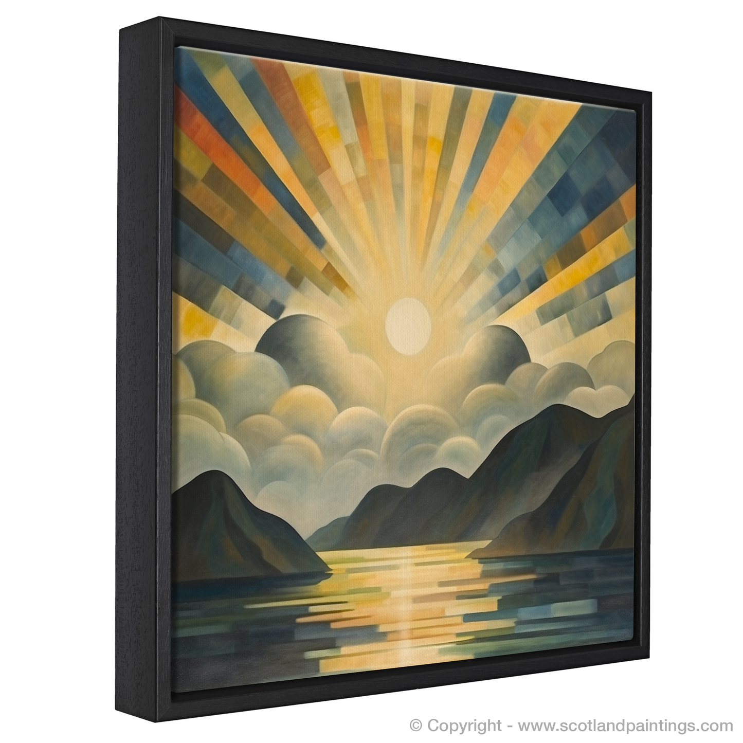 Painting and Art Print of Sunbeams on Loch Lomond entitled "Sunbeams on Loch Lomond: An Abstract Ode to Scottish Splendour".