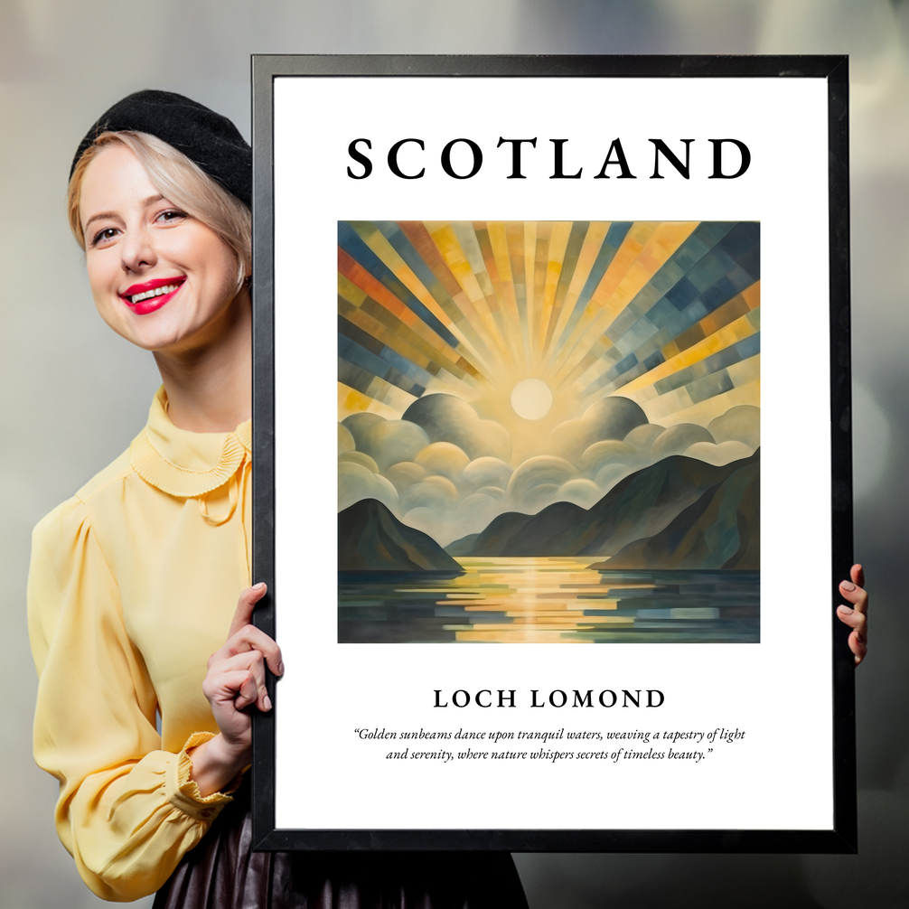 Person holding a poster of Loch Lomond