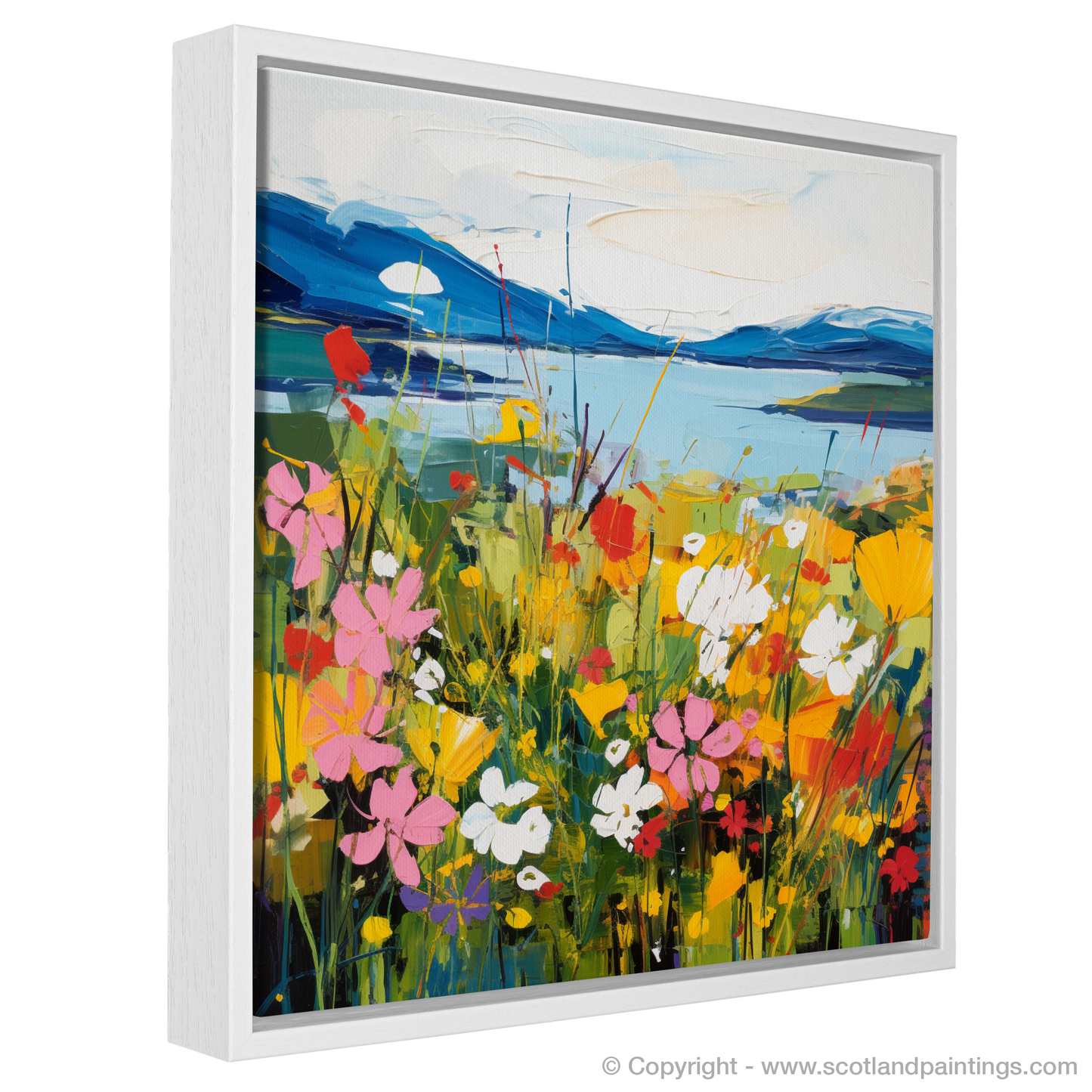 Painting and Art Print of Wildflowers by Loch Lomond entitled "Wildflowers in Bloom: An Abstract Ode to Loch Lomond".