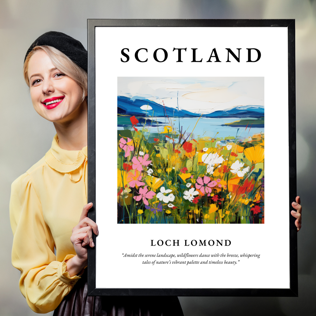 Person holding a poster of Loch Lomond